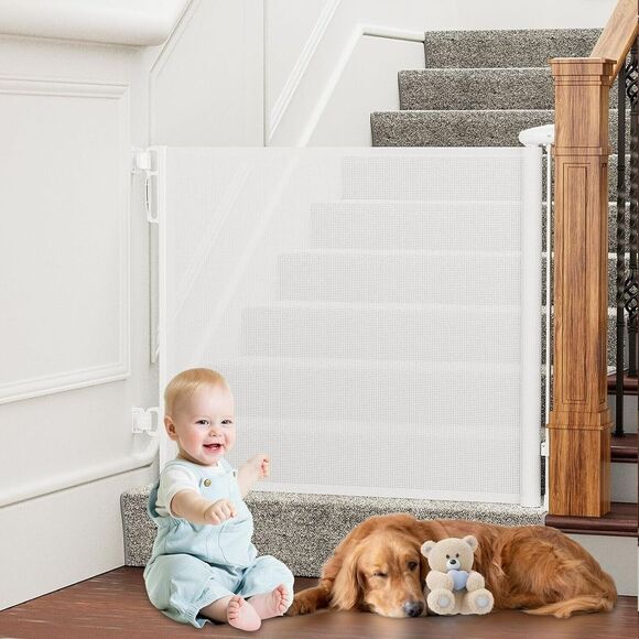 Other - Retractable Baby Dog Gate Extra Wide PRObebi  54" W 34" T Indoor Outdoor White
